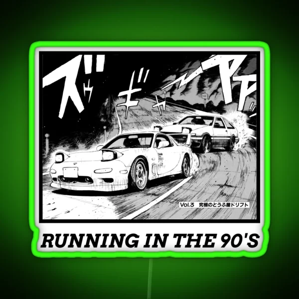 Initial D Manga Running In The 90 S AE86 Vs RX7 RGB Neon Sign