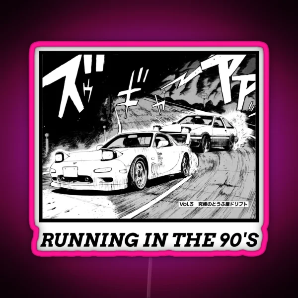 Initial D Manga Running In The 90 S AE86 Vs RX7 RGB Neon Sign