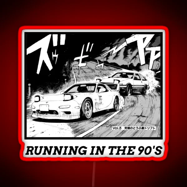 Initial D Manga Running In The 90 S AE86 Vs RX7 RGB Neon Sign