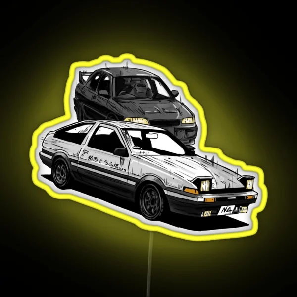 Initial D Style Artwork 2 Evo III Vs AE86 RGB Neon Sign