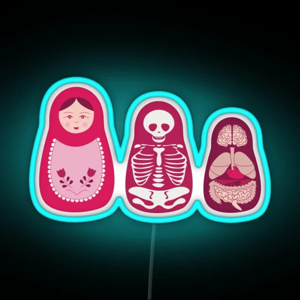 Inside Out Russian Matryoshka Dolls RGB Neon Sign