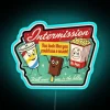 Colorful Intermission neon sign in vibrant RGB lighting effect artwork.