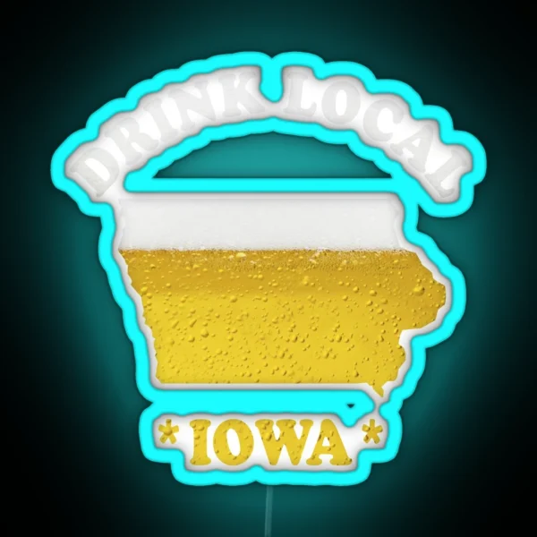 IOWA Beer Map Led Drink Local Brewmaster Gift RGB Neon Sign