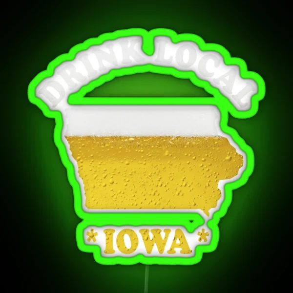 IOWA Beer Map Led Drink Local Brewmaster Gift RGB Neon Sign