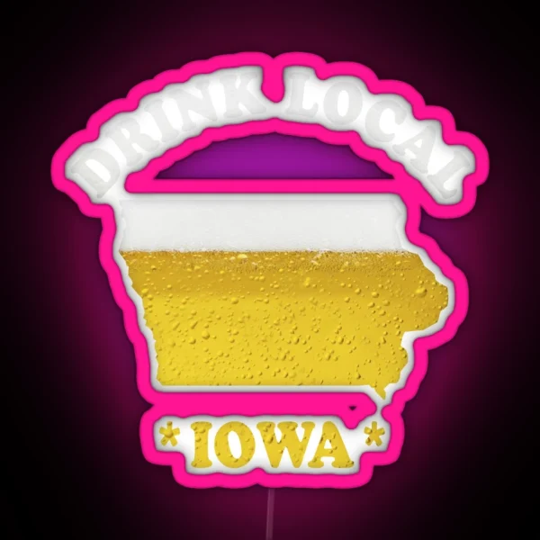 IOWA Beer Map Led Drink Local Brewmaster Gift RGB Neon Sign