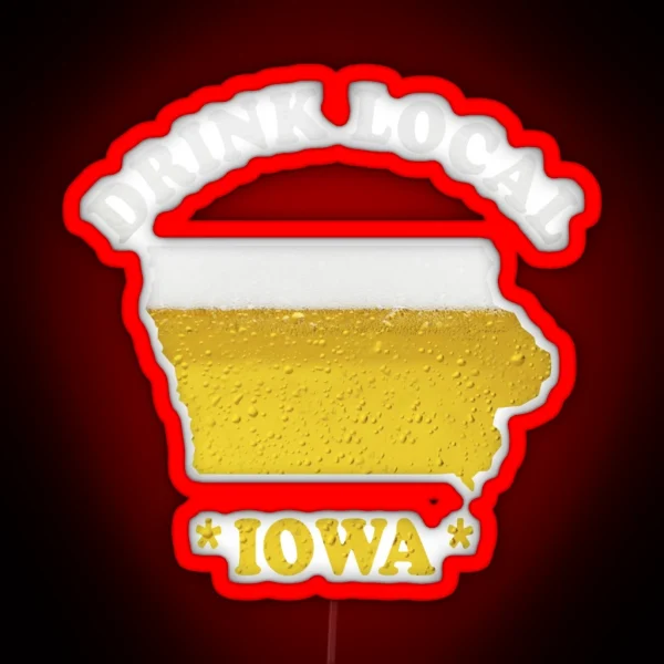 IOWA Beer Map Led Drink Local Brewmaster Gift RGB Neon Sign