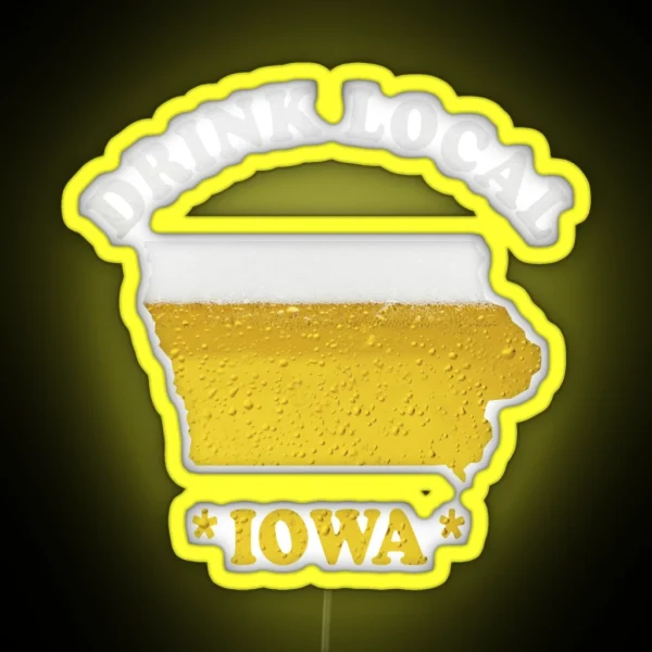 IOWA Beer Map Led Drink Local Brewmaster Gift RGB Neon Sign