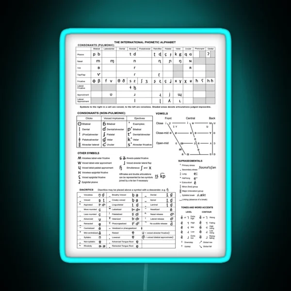 IPA Chart Black And White RGB Neon Sign
