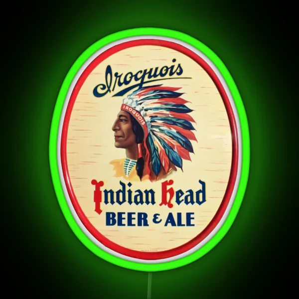 Iroquois Indian Head Beer And Ale Design RGB Neon Sign