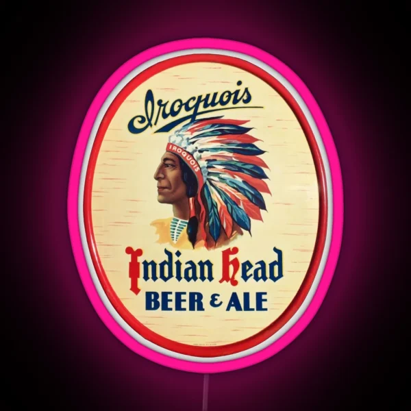 Iroquois Indian Head Beer And Ale Design RGB Neon Sign