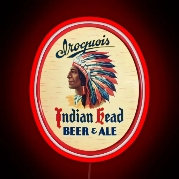 Iroquois Indian Head Beer And Ale Design RGB Neon Sign