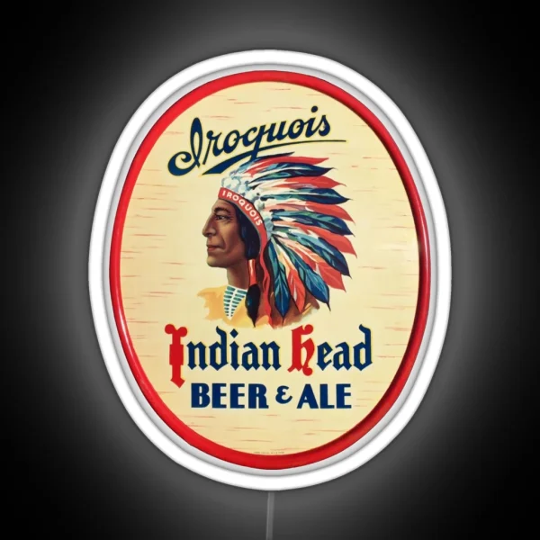 Iroquois Indian Head Beer And Ale Design RGB Neon Sign