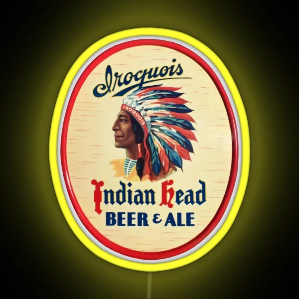 Iroquois Indian Head Beer And Ale Design RGB Neon Sign