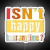 Vibrant colorful anytime happy hour LED neon bar decor sign.