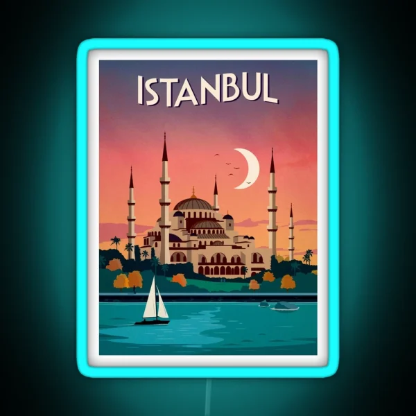 ISTANBUL Vintage Travel And Tourism Advertising Print RGB Neon Sign
