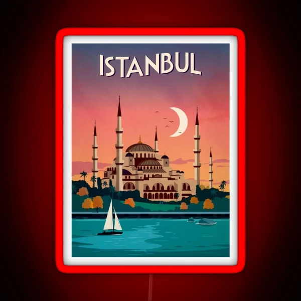 ISTANBUL Vintage Travel And Tourism Advertising Print RGB Neon Sign