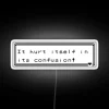 Self-inflicted pain meets neon glow with RGB contusion warning sign.