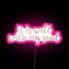 Colorful RGB LED art display for 'It is well' scripture devotionals