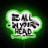 Psychological statement wall art with colorful RGB glowing neon accents