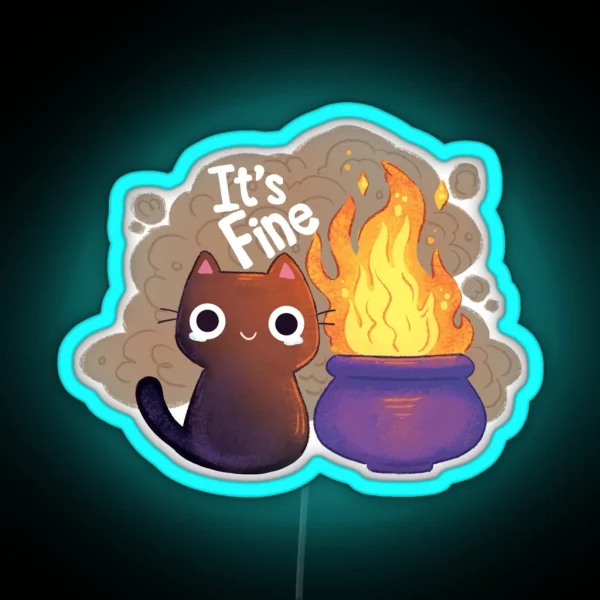It S Fine Witchy Cat RGB Neon Sign
