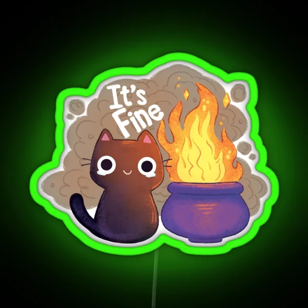 It S Fine Witchy Cat RGB Neon Sign