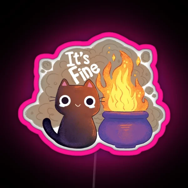 It S Fine Witchy Cat RGB Neon Sign