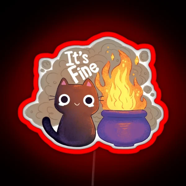 It S Fine Witchy Cat RGB Neon Sign