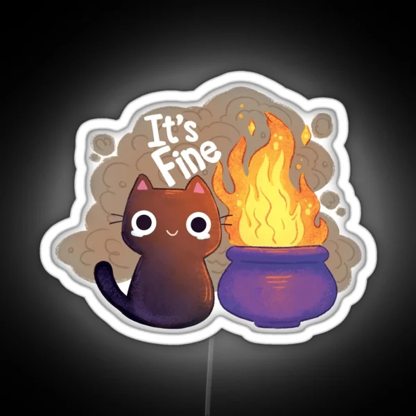 It S Fine Witchy Cat RGB Neon Sign