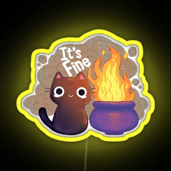 It S Fine Witchy Cat RGB Neon Sign