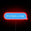 Colorful RGB glow of 'it's from a vine' neon wall art