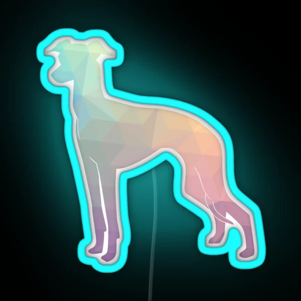 Italian Greyhound Iggy Colorful Geometric RGB Neon Sign