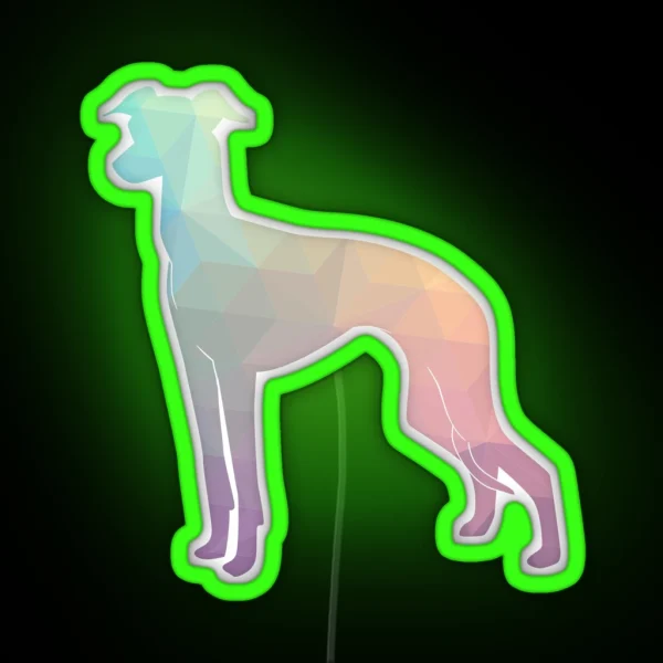 Italian Greyhound Iggy Colorful Geometric RGB Neon Sign