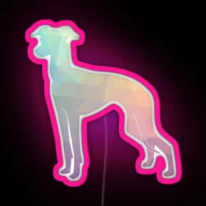 Italian Greyhound Iggy Colorful Geometric Pattern Silhouette Pastel RGB Neon Sign