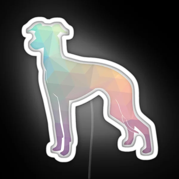 Italian Greyhound Iggy Colorful Geometric RGB Neon Sign