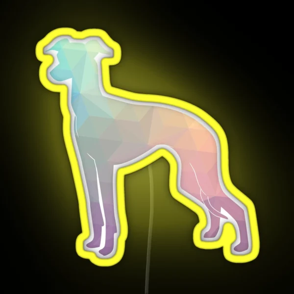 Italian Greyhound Iggy Colorful Geometric RGB Neon Sign