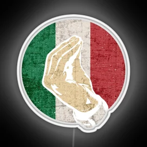 Italian Hand Gesture Sing Language Funny Italy Flag Vintage RGB Neon Sign