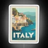 Vibrant digital art of Italy's stunning Amalfi Coast at night.