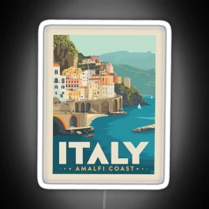 Italy Amalfi Coast Postcard Art RGB Neon Sign