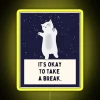 Self-Care Reminder LED Sign with Feline Motif and Colorful Accents