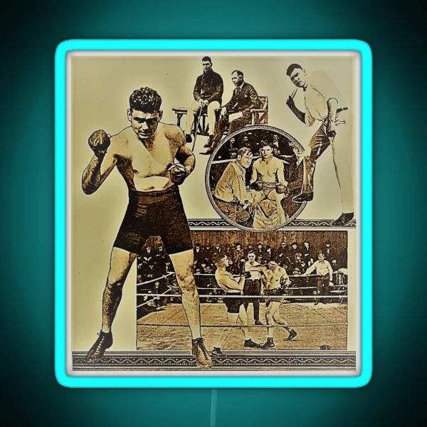 JACK DEMPSEY Legendary Boxer 1920 S Montage RGB Neon Sign