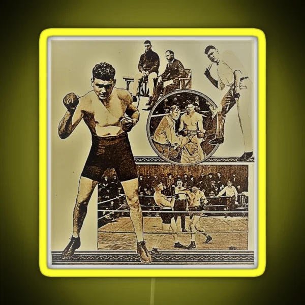 JACK DEMPSEY Legendary Boxer 1920 S Montage RGB Neon Sign