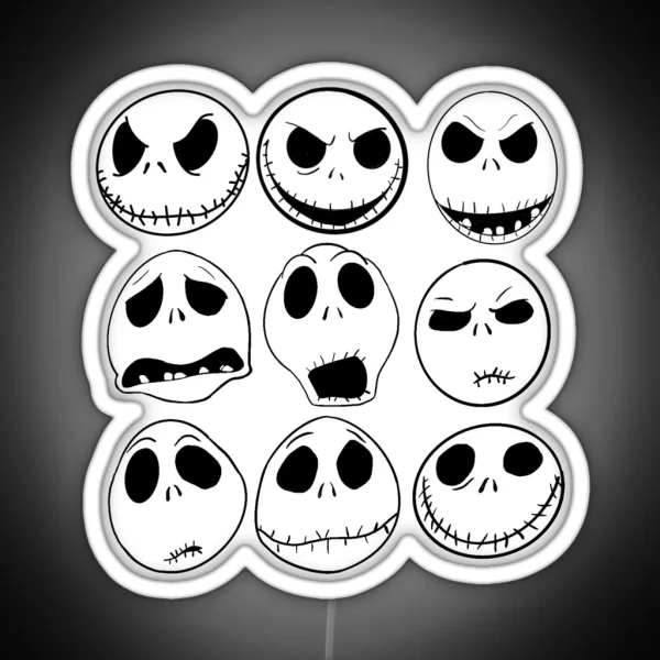 Jack Skellington Facial Expressions RGB Neon Sign