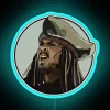 Vibrant Captain Jack Sparrow themed RGB color changing neon wall art