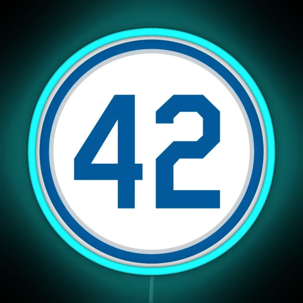 Jackie Robinson 42 Jersey Number RGB Neon Sign