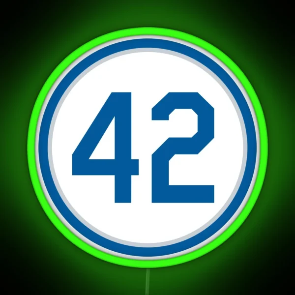Jackie Robinson 42 Jersey Number RGB Neon Sign