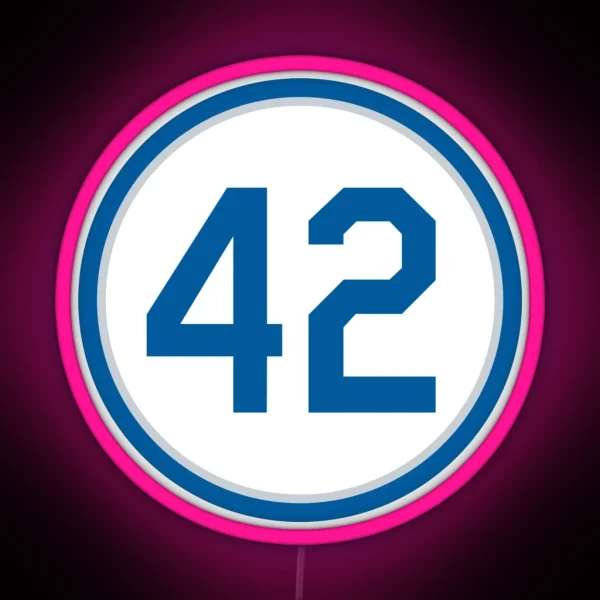 Jackie Robinson 42 Jersey Number RGB Neon Sign