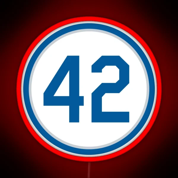 Jackie Robinson 42 Jersey Number RGB Neon Sign