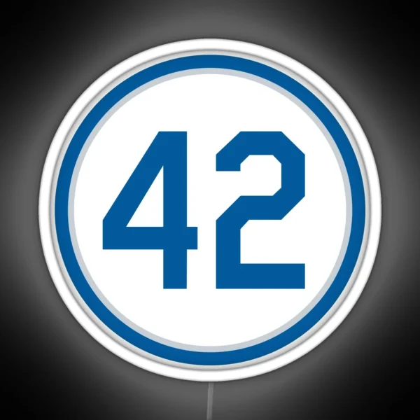 Jackie Robinson 42 Jersey Number RGB Neon Sign
