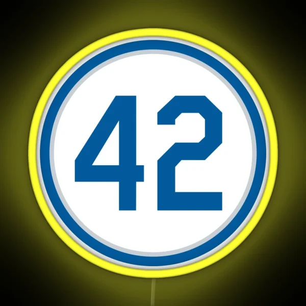 Jackie Robinson 42 Jersey Number RGB Neon Sign