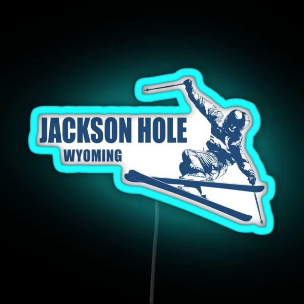 Jackson Hole Wyoming Skier RGB Neon Sign